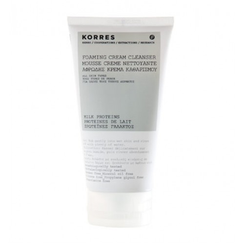 Korres milk proteins gentle cream foaming cleanser, korees natural face care.